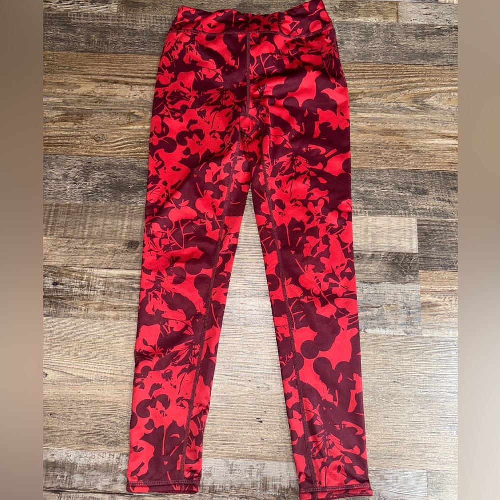 Zella Girls Red Floral Leggings L 10/12 Athletic Yoga Pants Nordstrom